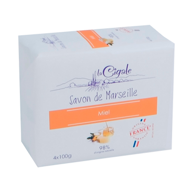 Savons de Marseille au miel LA CIGALE, 4x100g