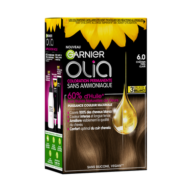 Coloration cheveux n°6.0 châtain très clair sans ammoniaque olia GARNIER