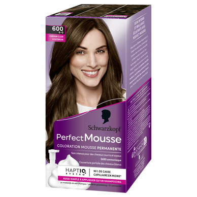 Coloration permanente 600 châtain clair SCHWARZKOPF PERFECT MOUSSE - 182ml