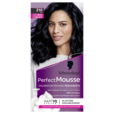 Coloration permanente 210 noir glacé SCHWARZKOPF PERFECT MOUSSE - 182ml