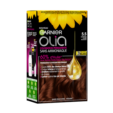 Coloration cheveux n°5.5 châtain clair acajou sans ammoniaque olia GARNIER