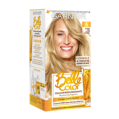 Coloration cheveux n°6 blond très clair permanente belle color GARNIER