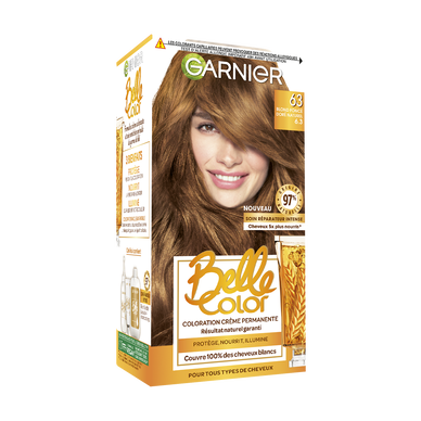 Coloration cheveux n°63 blond foncé doré permanente belle color GARNIER