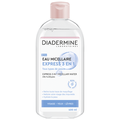 Eau micellaire express 3en1 visage et yeux DIADERMINE, flacon de 400ml