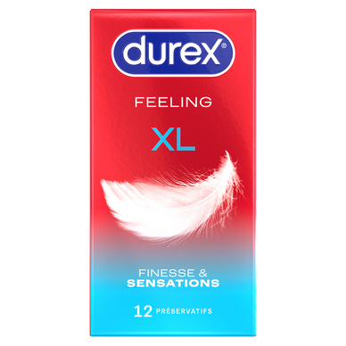 Préservatifs DUREX feeling extra XL fins et extra lubrifiés x12