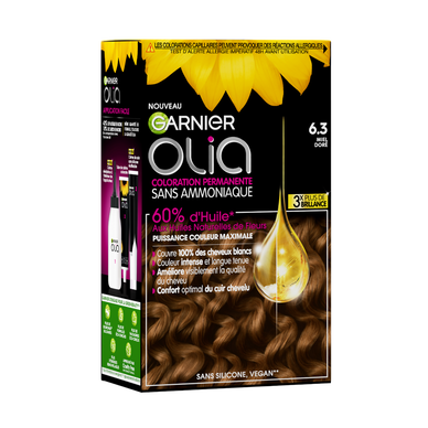 Coloration cheveux n°6.3 miel doré permanente sans ammoniaque olia GARNIER