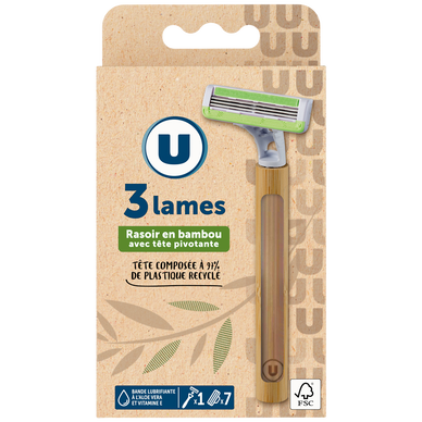 Rasoir hybride 3 lames bambou masculin x8