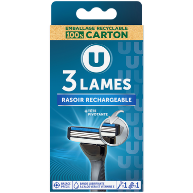 Rasoir masculin système 3 lames avec recharge