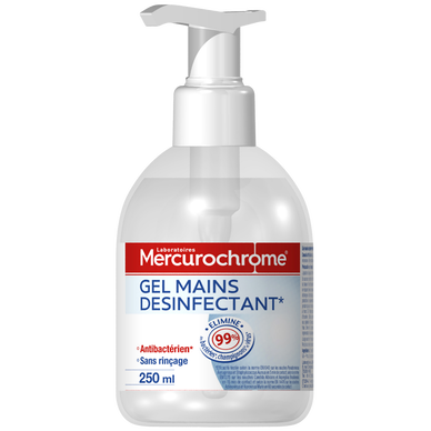 Gel mains antibactérien hydroalcoolique MERCUROCHROME, 250ml