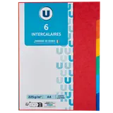 Intercalaire 21x29,7cm x6 coloris vifs
