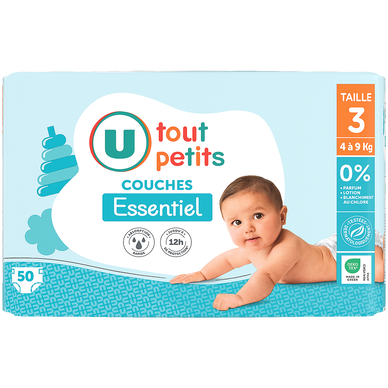 Couches Taille 3 essentiel - 4/9kg - x50