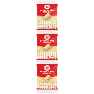 Emmental français pasteurisé rapé  29%MG - 3 sachets de70g