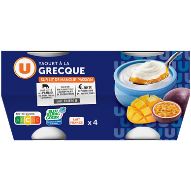 Yaourt à la grecque sur lit de mangue et passion  4x150g