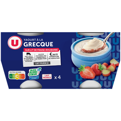 Yaourt à la Grecque sur lit de fraise rhubarbe - 4x150g