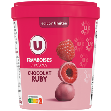 Confiserie glacée Framboises enrobées de chocolat Ruby 150g