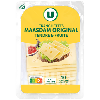 Maasdam Original au lait pasteurisé  27%MG - Barquette 10 tranches, 200g