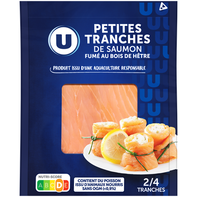 Saumon fumé Atlantique,  2 à 4 petites tranches, 75g