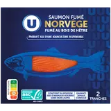 Saumon fumé au bois de hêtre, Atlantique Norvège, salé au sel sec, 2 tranches - 75g