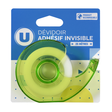 Dévidoir avec rouleau adhésif invisible 19mmx25m