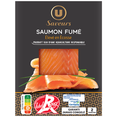 Saumon fumé d'Ecosse, Label Rouge,  2 tranches  -  80g