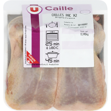 Caille sans tête,  France, 2 pièces, 340g