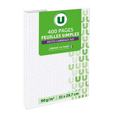 Feuille simple perforée 400p 90g 5x5 21x29,7cm