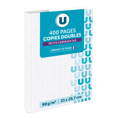 Copie double perforée 400p 90g 5x5 - 21x29,7cm