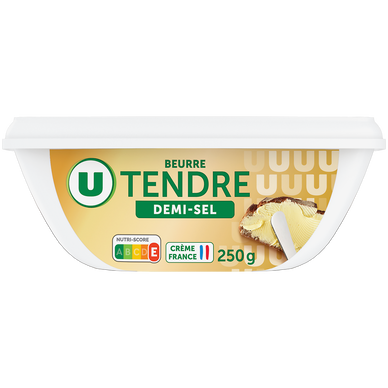 Beurre tendre à tartiner demi-sel 80% de matière grasse  barquette de250g