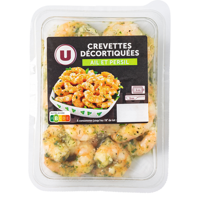 Crevette décortiquée cuite marinée persillade, transformée en France,barquette de 120g