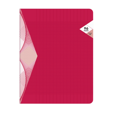 Cahier piqûre 96p grands carreaux rouge - 17x22cm