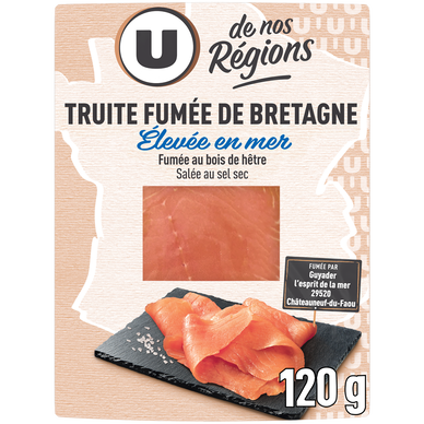 Truite de Bretagne fumée,  4 tranches  -  120g