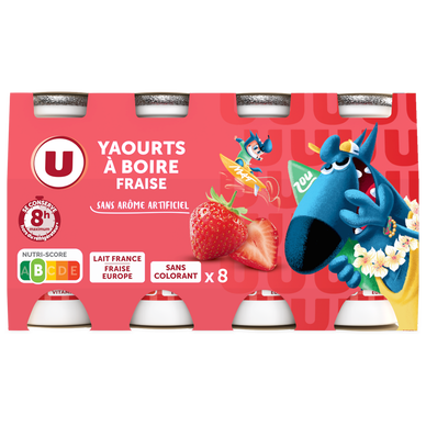 Yaourt à boire aux fruits et aromatisé à la fraise  8x100g