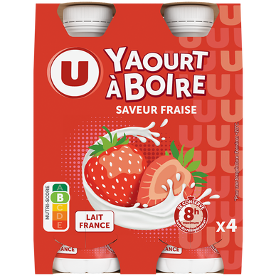 Yaourt à boire sucré saveur fraise  4x180g