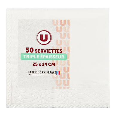 Serviette cocktail 25x24cm blanc x50