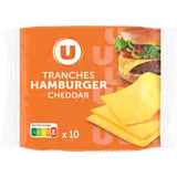 Fromage fondu Cheddar pour hamburger 17%MG - Barquette 10 tranches, 200g