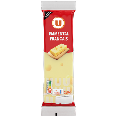 Emmental français au lait pasteurisé 29% de matière grasse  portionde250g
