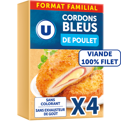 Cordon bleu de poulet,  France, 4 pièces, barquette, 400g