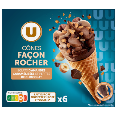Cônes glacés façon rocher (noisette et chocolat),  x6, 384g
