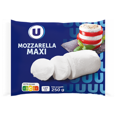 Mozzarella maxi au lait de vache pasteurisé 18%mg 250g