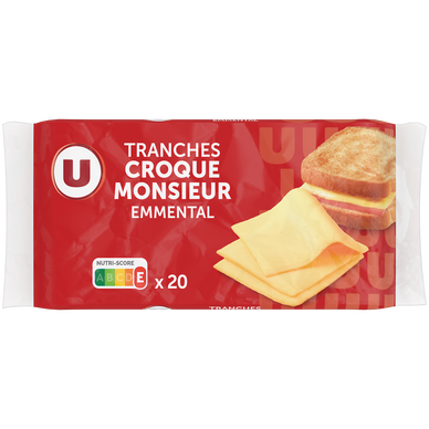Fromage fondu à l'emmental pour croque monsieur  17%MG - 20 tranches,340g