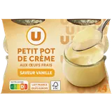 Desserts lactés à la crème aux oeufs frais saveur vanille  4x100g