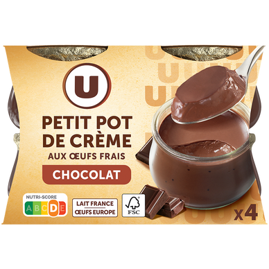 Desserts lactés à la crème aux oeufs frais saveur chocolat  4x100g