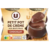 Desserts lactés à la crème aux oeufs frais saveur chocolat  4x100g
