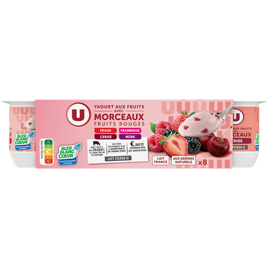 Yaourts aux fruits rouges avec morceaux - 8x125g