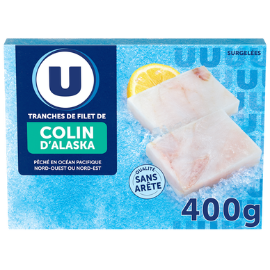 Tranches de filet de colin nature d'Alaska MSC  4x100g