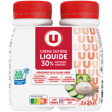 Crème entière liquide Bleu Blanc Coeur 30%MG, 2x 25cl