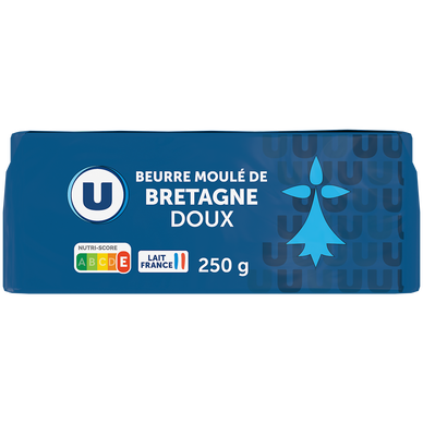 Beurre moulé de Bretagne doux   82% de MG, plaquette de 250g