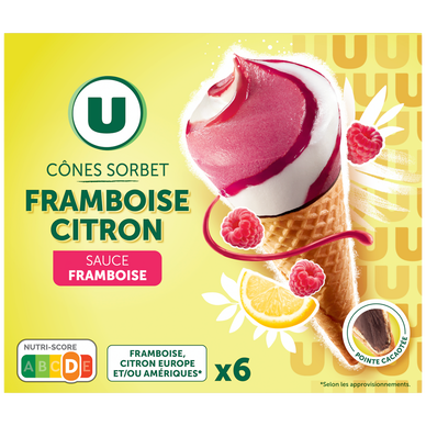 Cônes glacés sorbet framboise citron  x6