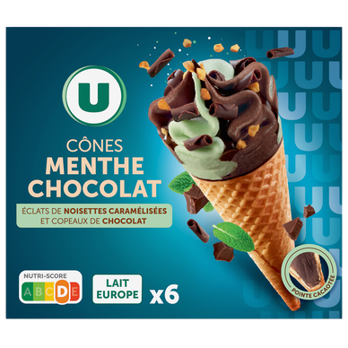 Cônes glacés menthe chocolat  x6