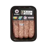 Saucisse de Toulouse sans colorant,  France, 4 pièces, barquette, 500g